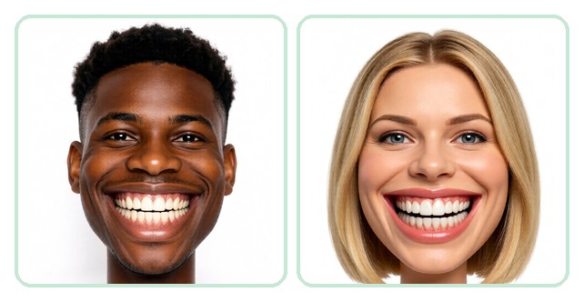 Example faces with the Big smile caricature option on